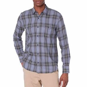 PAIGE Everett Flannel Shirt Men’s Size Med Windmill Blue Plaid Button Front